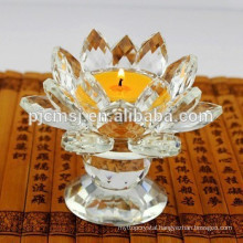 Clear Crystal Lotus Flower Candle Holder For Table Decorations